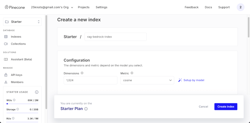 Create a Pinecone Index